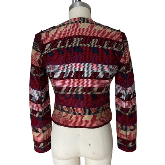 Maje Paris Red Multi Woven Tapestry Jacket, size S - Picture 2 of 8